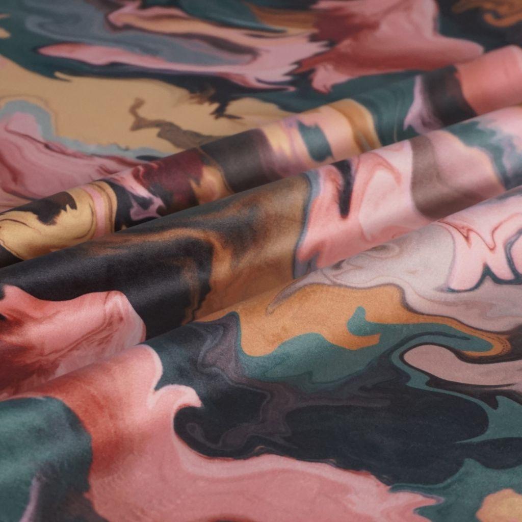 Dekosamt Velvet rosa petrol gelb marmoriert